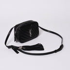 Saint Laurent Shoulder Bag V-stitch Fringe YSL Logo Black Calfskin — view 3
