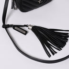 Saint Laurent Shoulder Bag V-stitch Fringe YSL Logo Black Calfskin — view 5