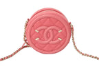 Chanel CC Filigree Chain Shoulder Bag Caviar Leather CC Logo Gold Pink — view 2