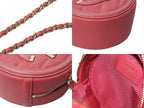 Chanel CC Filigree Chain Shoulder Bag Caviar Leather CC Logo Gold Pink — view 6