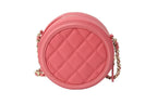 Chanel CC Filigree Chain Shoulder Bag Caviar Leather CC Logo Gold Pink — view 3
