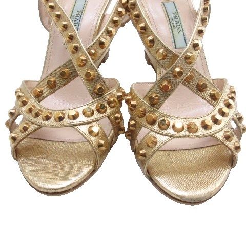 Prada Studded Sandals Gold 35 — view 5