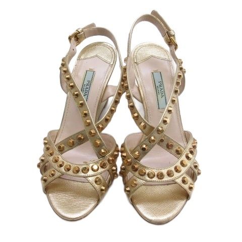 Prada Studded Sandals Gold 35 — view 2