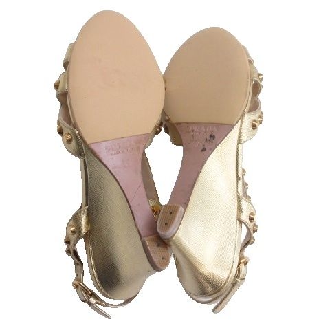 Prada Studded Sandals Gold 35 — view 6