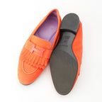 Hermes Royale Suede Motif Loafers Shoes Orange 36 — view 5