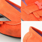 Hermes Royale Suede Motif Loafers Shoes Orange 36 — view 9