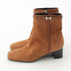 Hermes Homage Suede Buckle Square Toe Short Boots Shoes Brown 37.5 — view 3
