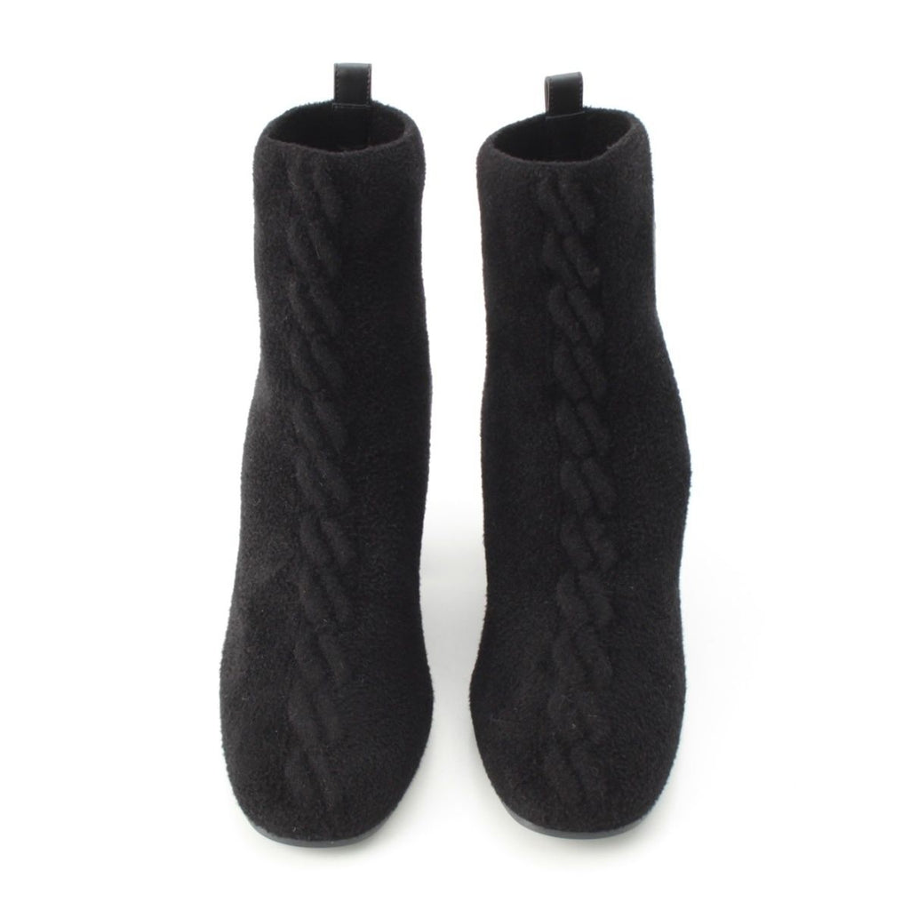 Hermes Voltige Wool Leather Exlibris Knit Boots Black 35 2 — view 2
