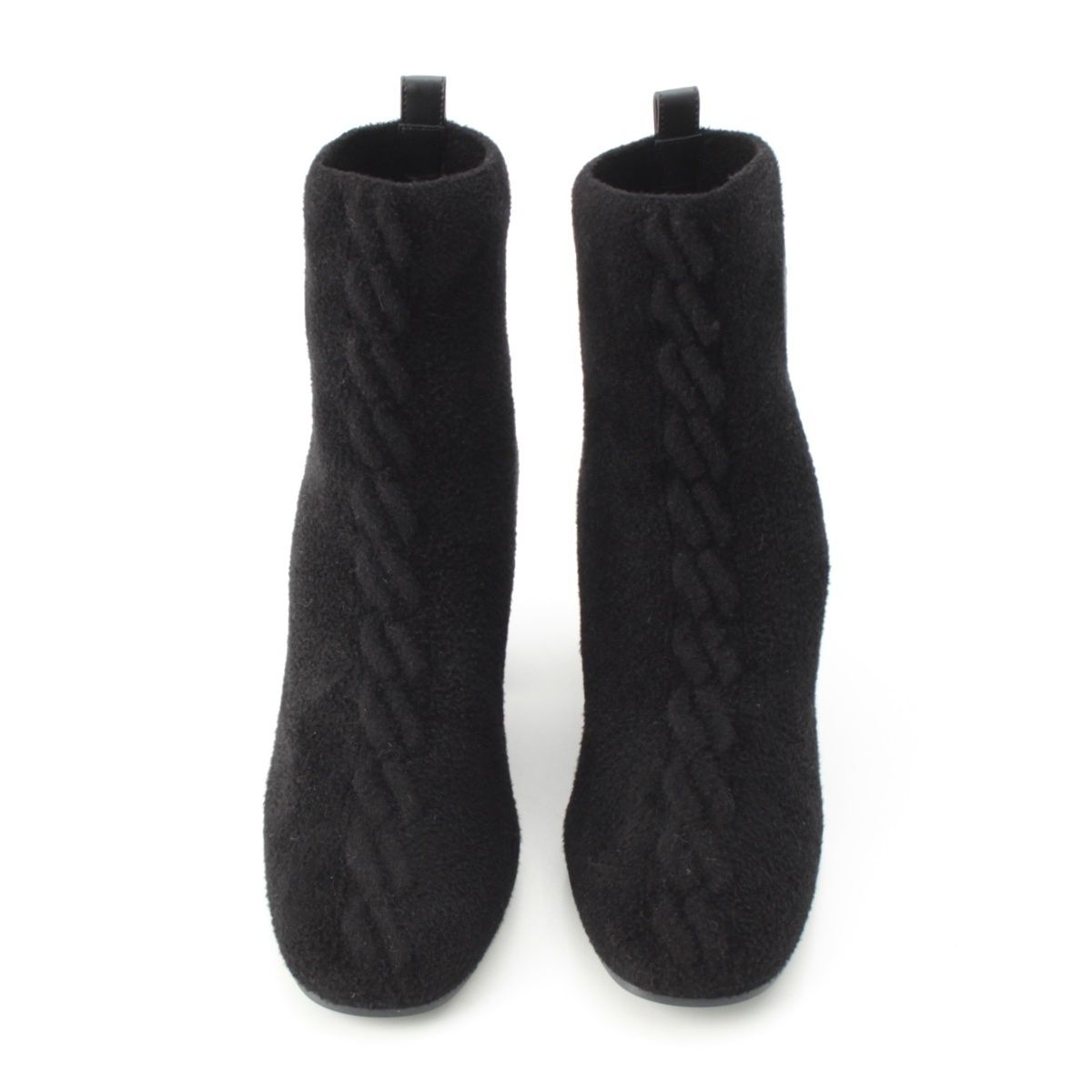 Hermes Voltige Wool Leather Exlibris Knit Boots Black 35 2 — view 2