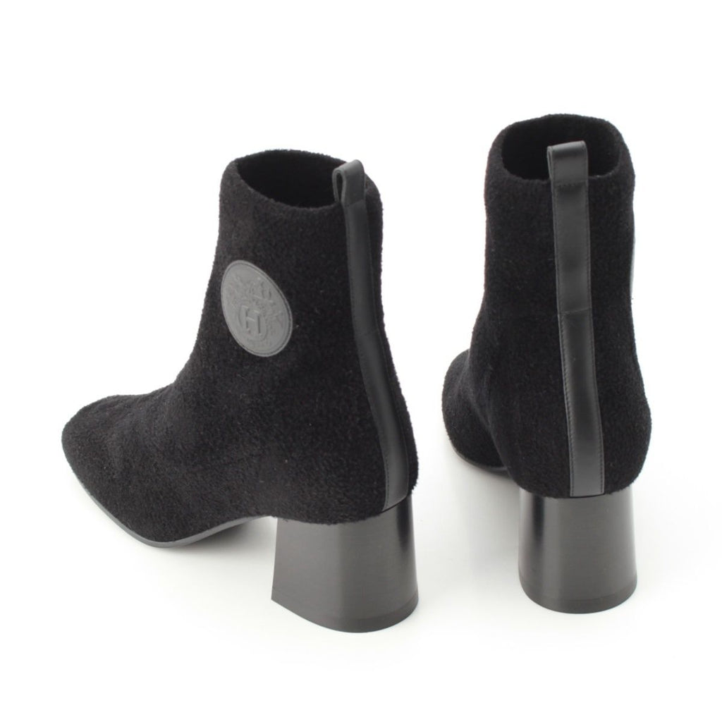 Hermes Voltige Wool Leather Exlibris Knit Boots Black 35 2 — view 4