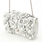 Chanel Quilted 20 Camellia Lambskin Chain Shoulder Bag CC Logo Silver — view 2