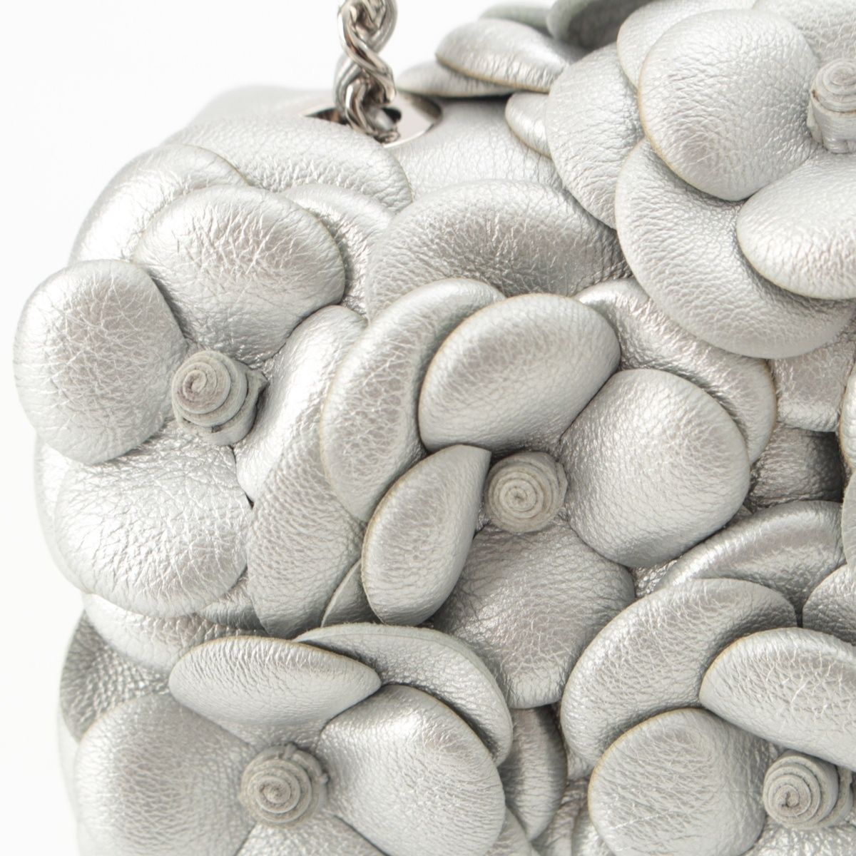 Chanel Quilted 20 Camellia Lambskin Chain Shoulder Bag CC Logo Silver — view 8