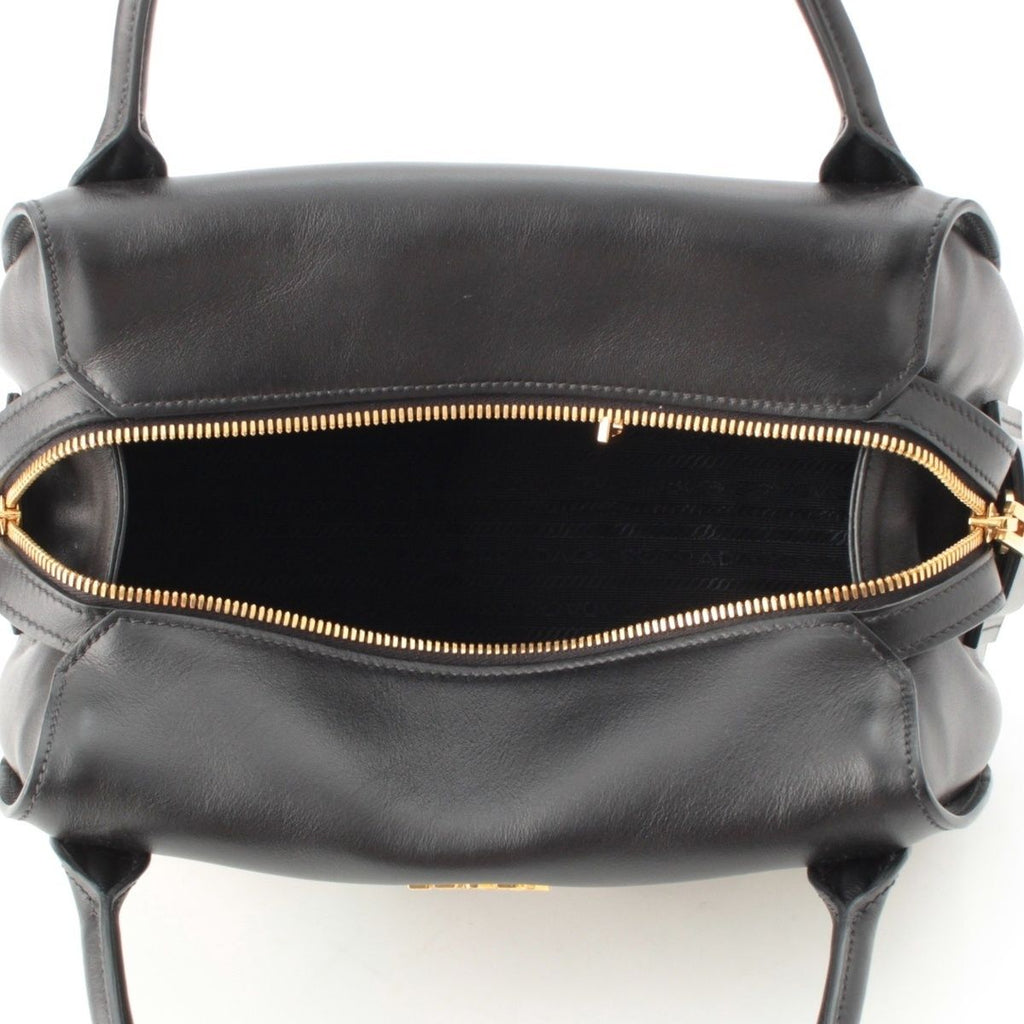Prada Madras Leather Logo Flower Bow Ring 2-Way Shoulder Handbag Multicolor — view 7