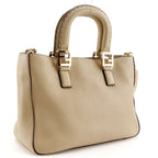 Fendi FF Tote Small 2-Way Shoulder Calf Beige Handbag — view 3