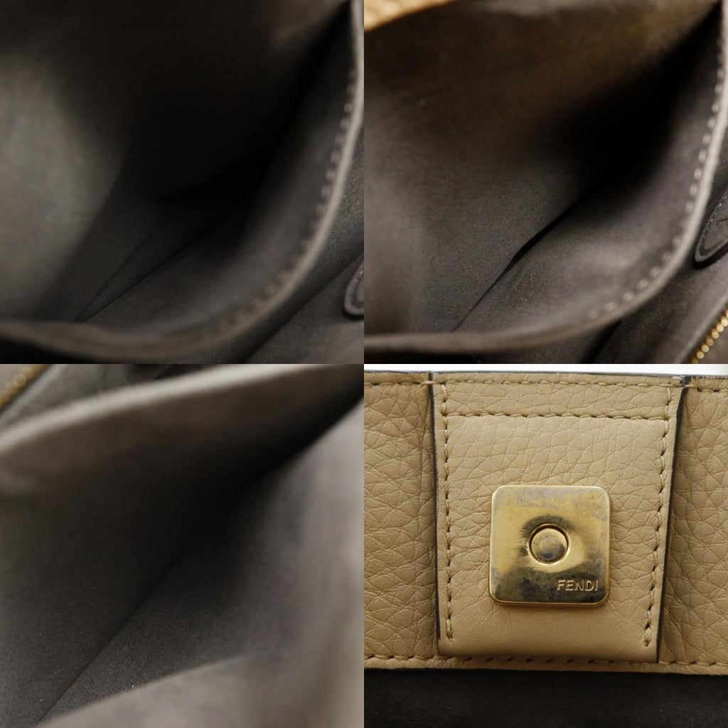 Fendi FF Tote Small 2-Way Shoulder Calf Beige Handbag — view 9