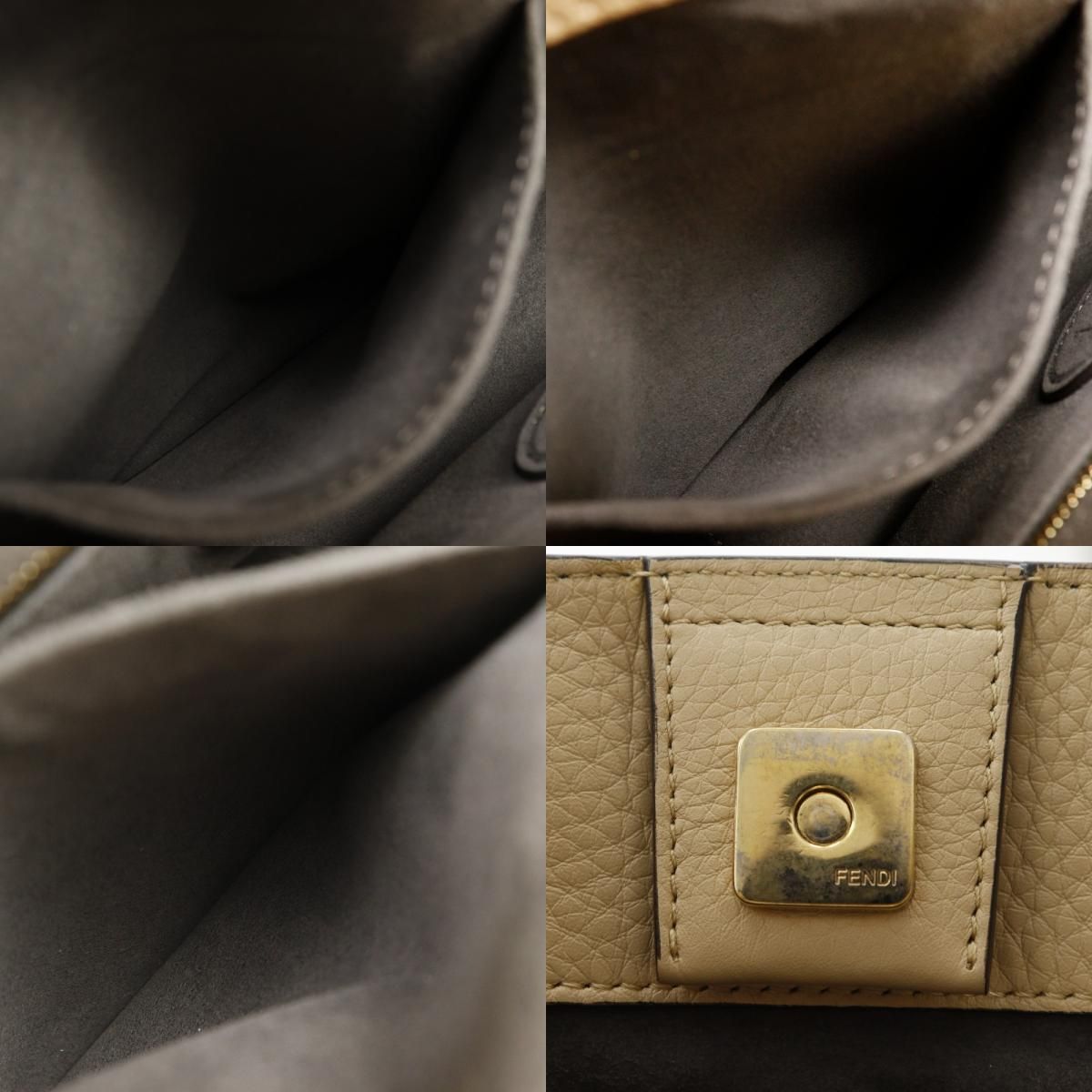 Fendi FF Tote Small 2-Way Shoulder Calf Beige Handbag — view 9