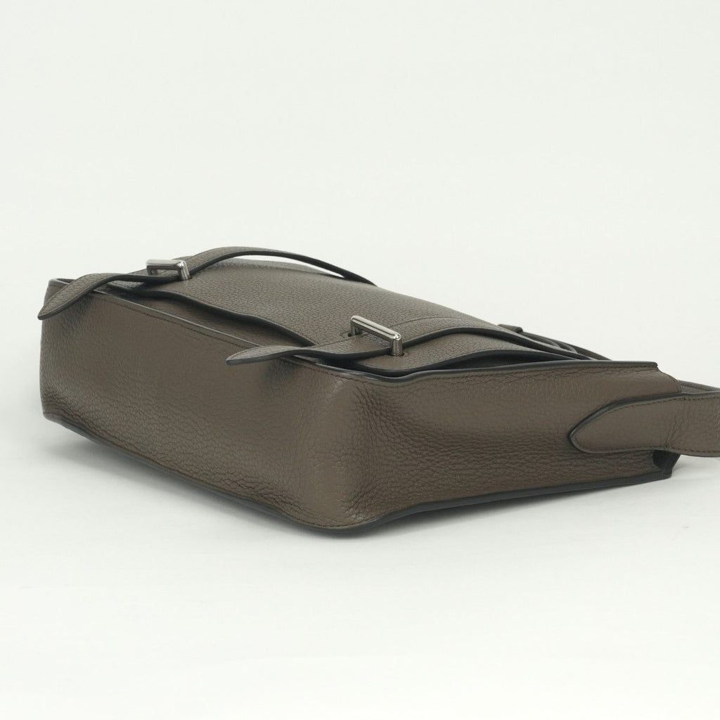 Hermes Steve Caporal 28 Shoulder Bag Taurillon Clemence Taupe Gray Silver — view 4