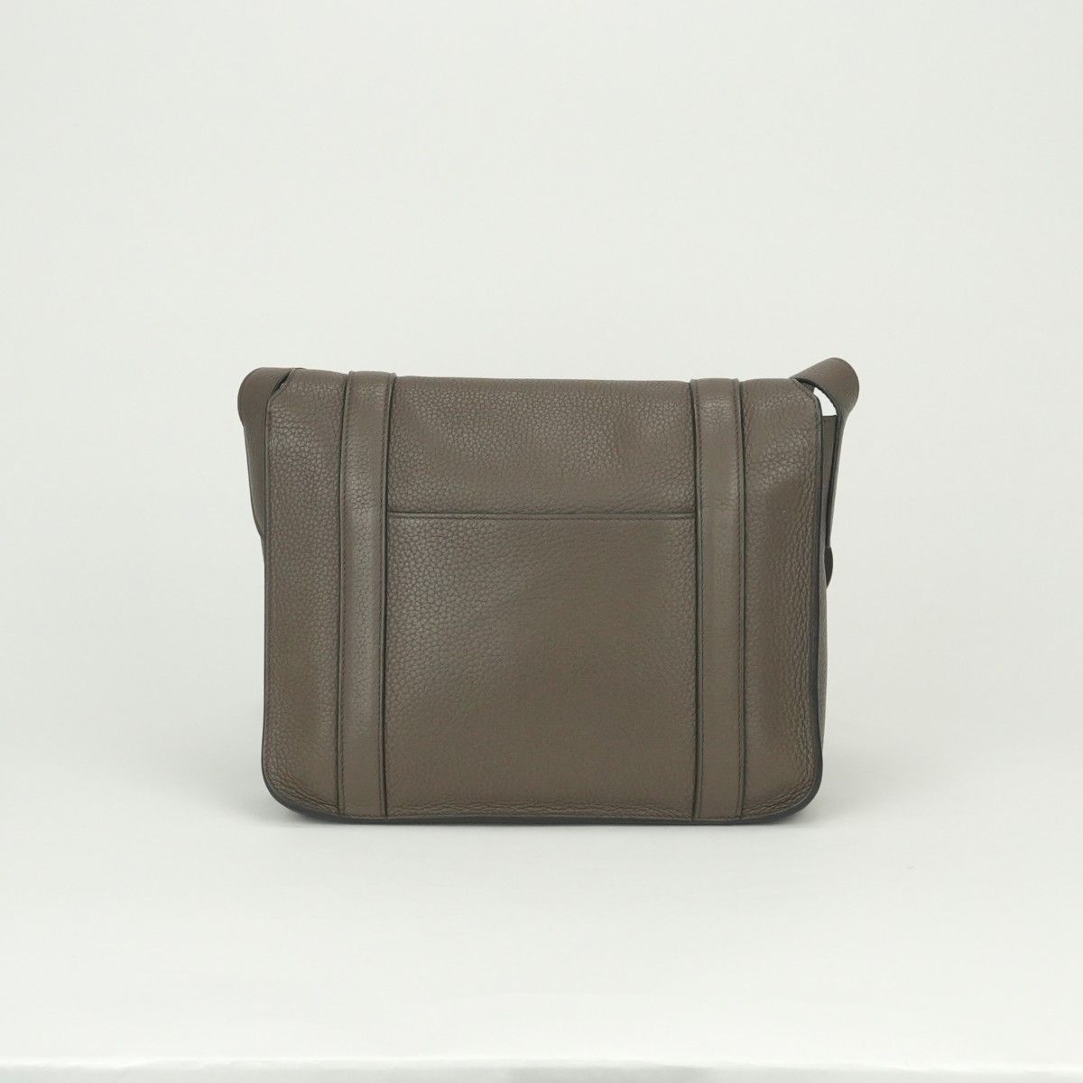 Hermes Steve Caporal 28 Shoulder Bag Taurillon Clemence Taupe Gray Silver — view 3