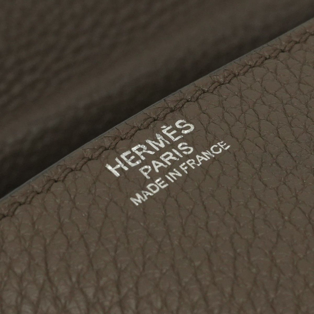 Hermes Steve Caporal 28 Shoulder Bag Taurillon Clemence Taupe Gray Silver — view 7