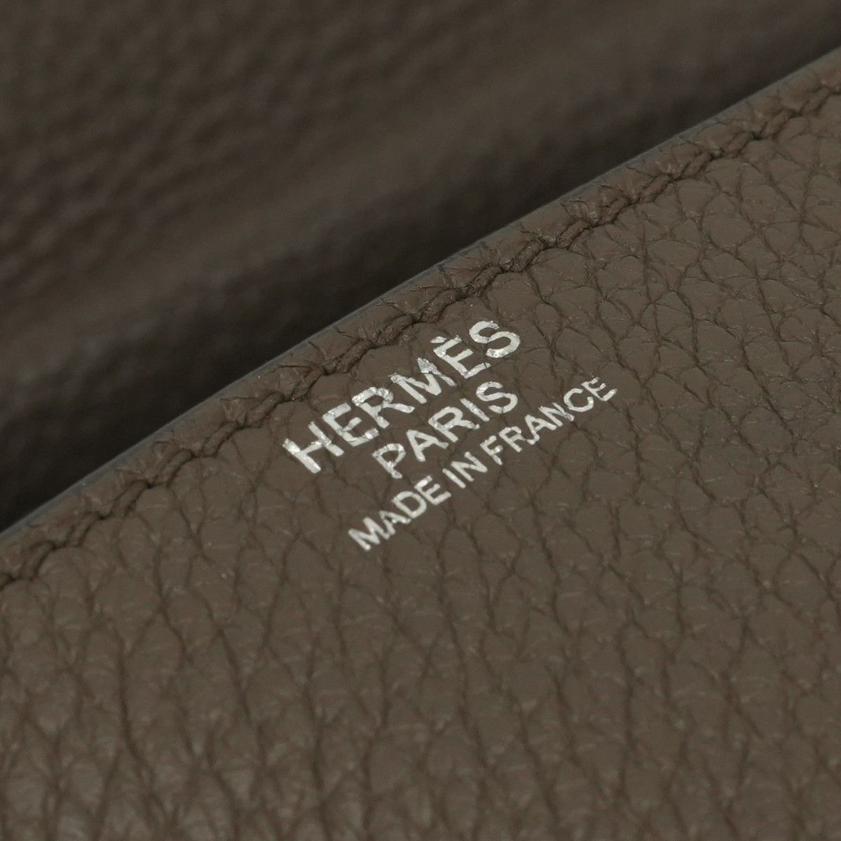 Hermes Steve Caporal 28 Shoulder Bag Taurillon Clemence Taupe Gray Silver — view 7