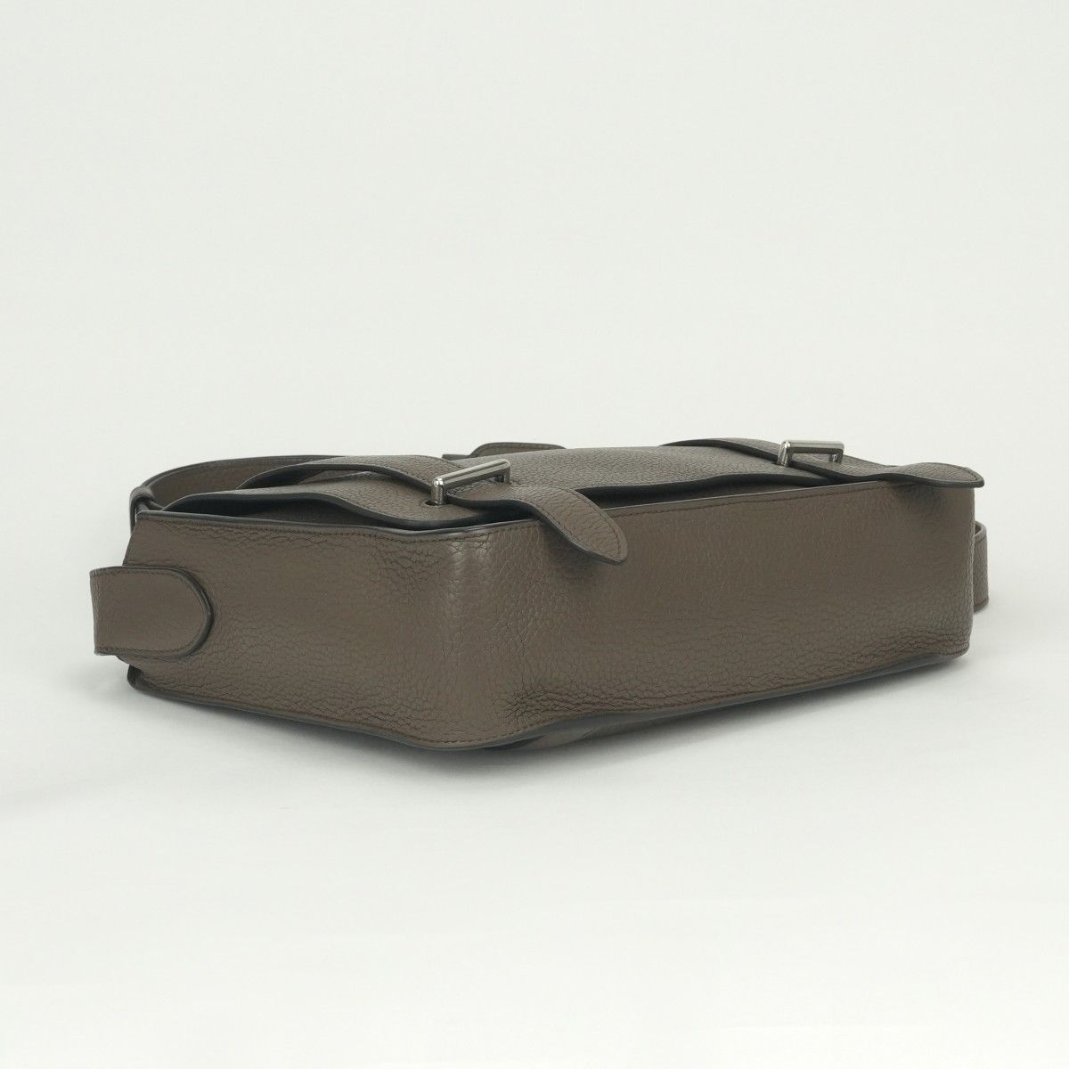 Hermes Steve Caporal 28 Shoulder Bag Taurillon Clemence Taupe Gray Silver — view 5