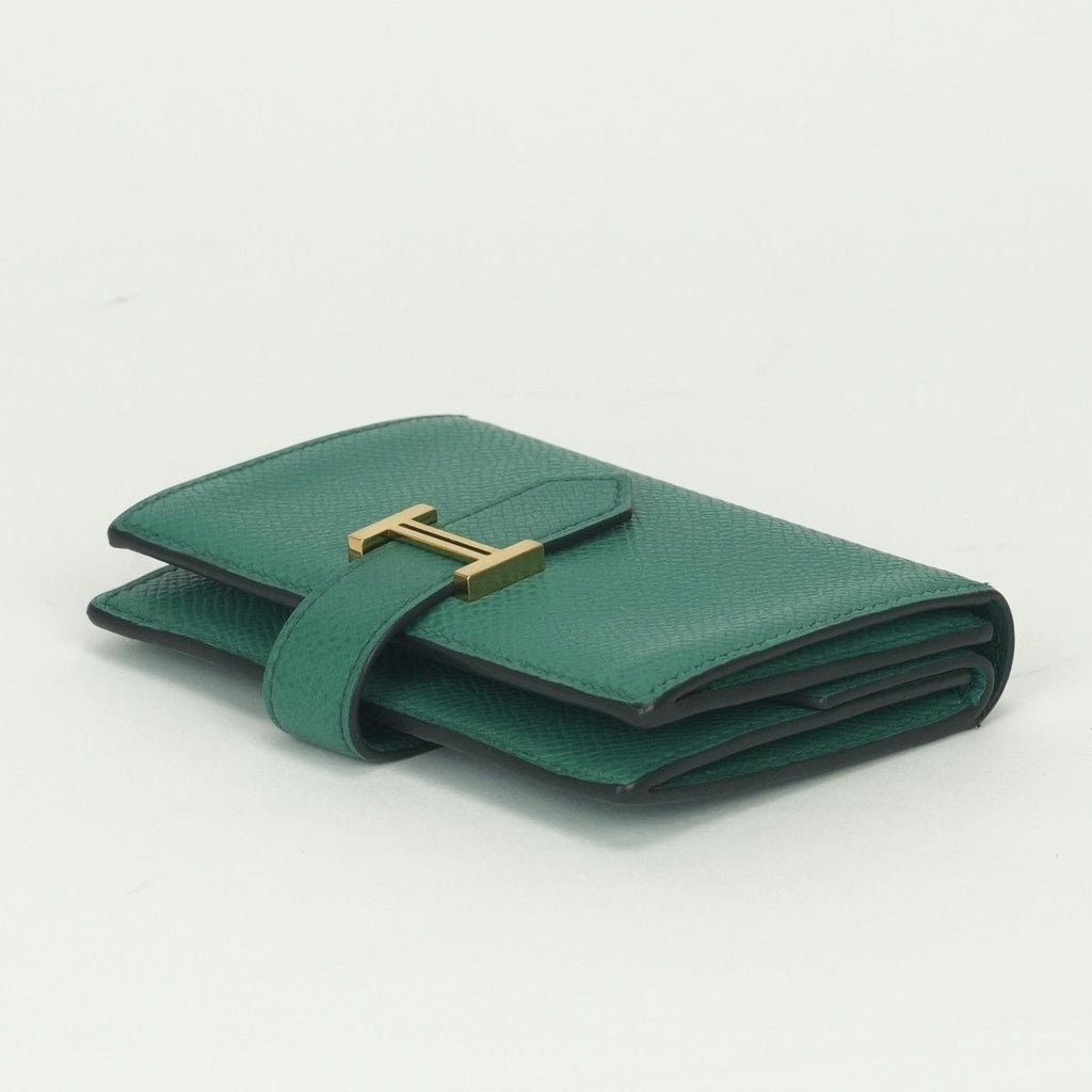Hermes Bearn Mini Wallet with Coin Purse Bifold Mini Epsom Vertigo Vert Green — view 4
