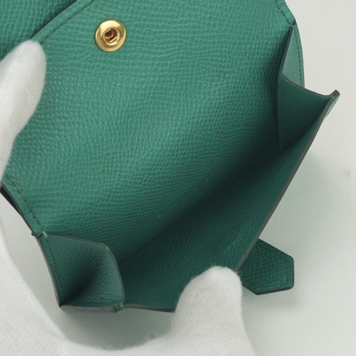 Hermes Bearn Mini Wallet with Coin Purse Bifold Mini Epsom Vertigo Vert Green — view 8