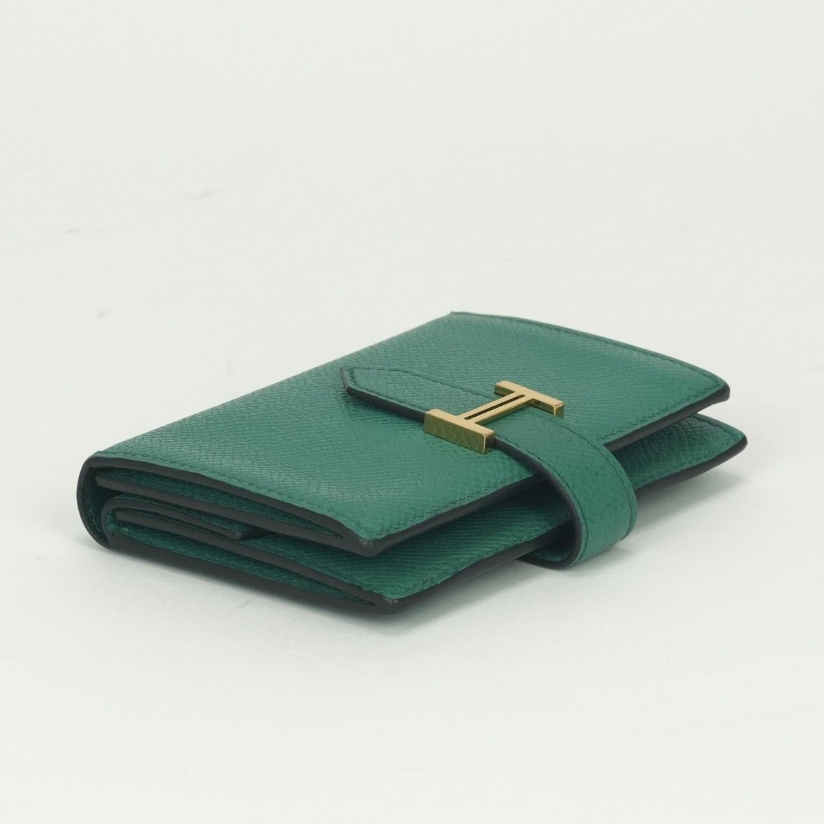 Hermes Bearn Mini Wallet with Coin Purse Bifold Mini Epsom Vertigo Vert Green — view 3