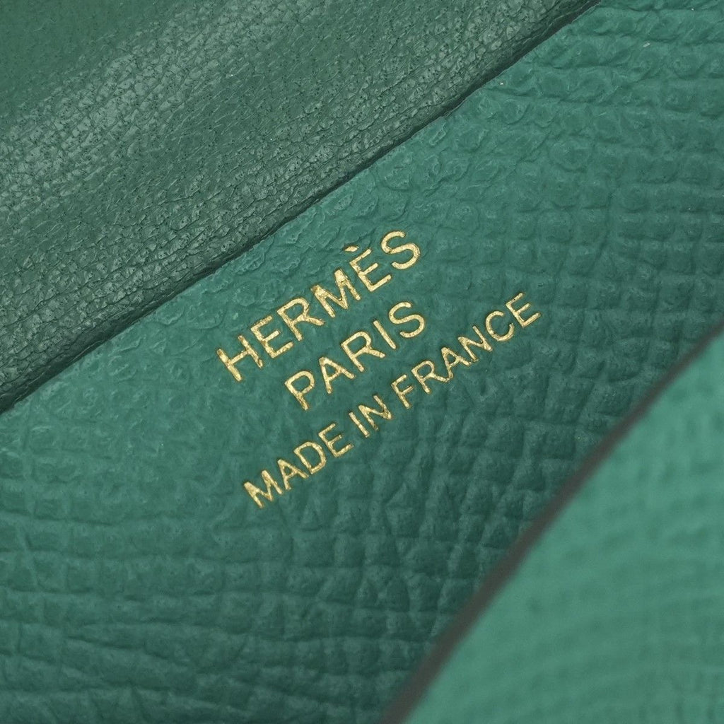 Hermes Bearn Mini Wallet with Coin Purse Bifold Mini Epsom Vertigo Vert Green — view 6