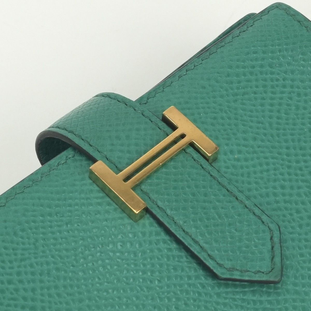 Hermes Bearn Mini Wallet with Coin Purse Bifold Mini Epsom Vertigo Vert Green — view 5