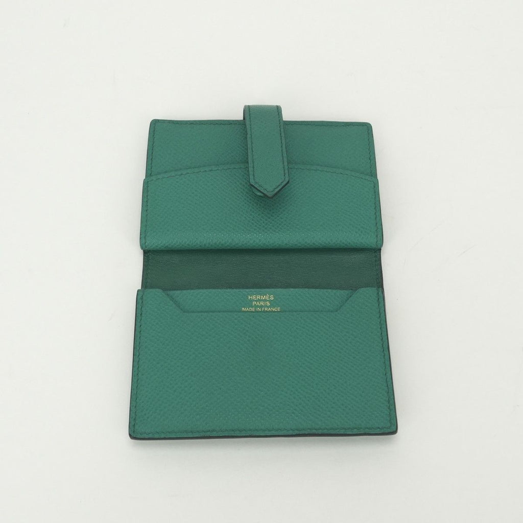 Hermes Bearn Mini Wallet with Coin Purse Bifold Mini Epsom Vertigo Vert Green — view 7