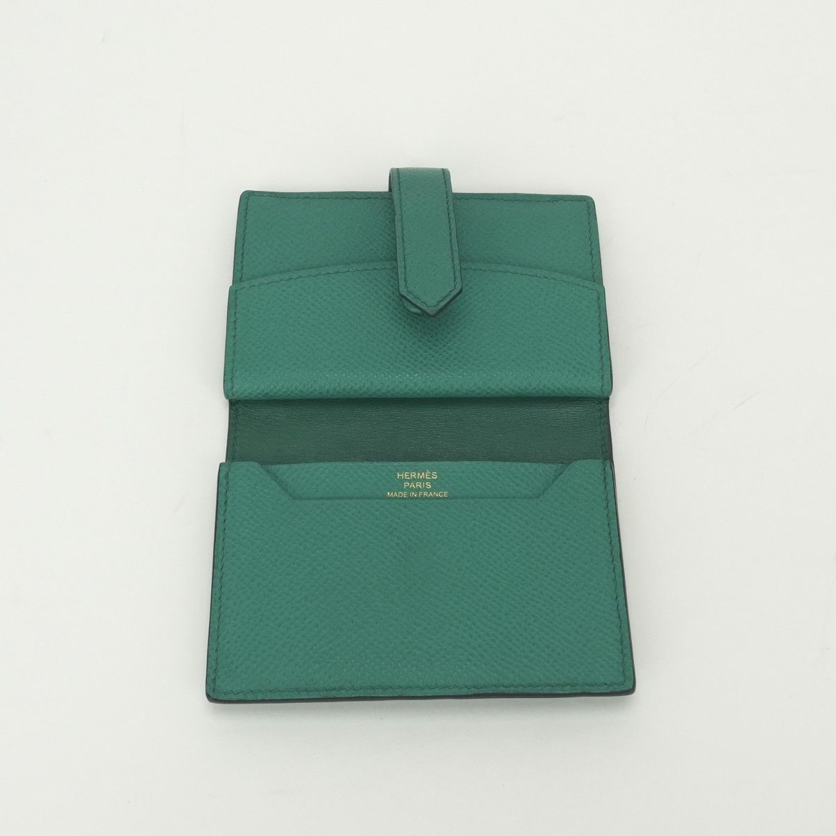 Hermes Bearn Mini Wallet with Coin Purse Bifold Mini Epsom Vertigo Vert Green — view 7