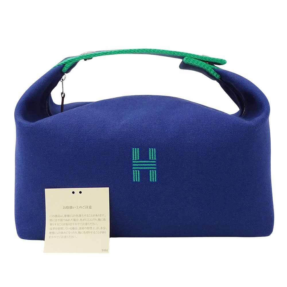 Hermes Handbag Bride-a-Brac GM Canvas Marine Blue 03 Pouch Case Makeup Simple — view 5