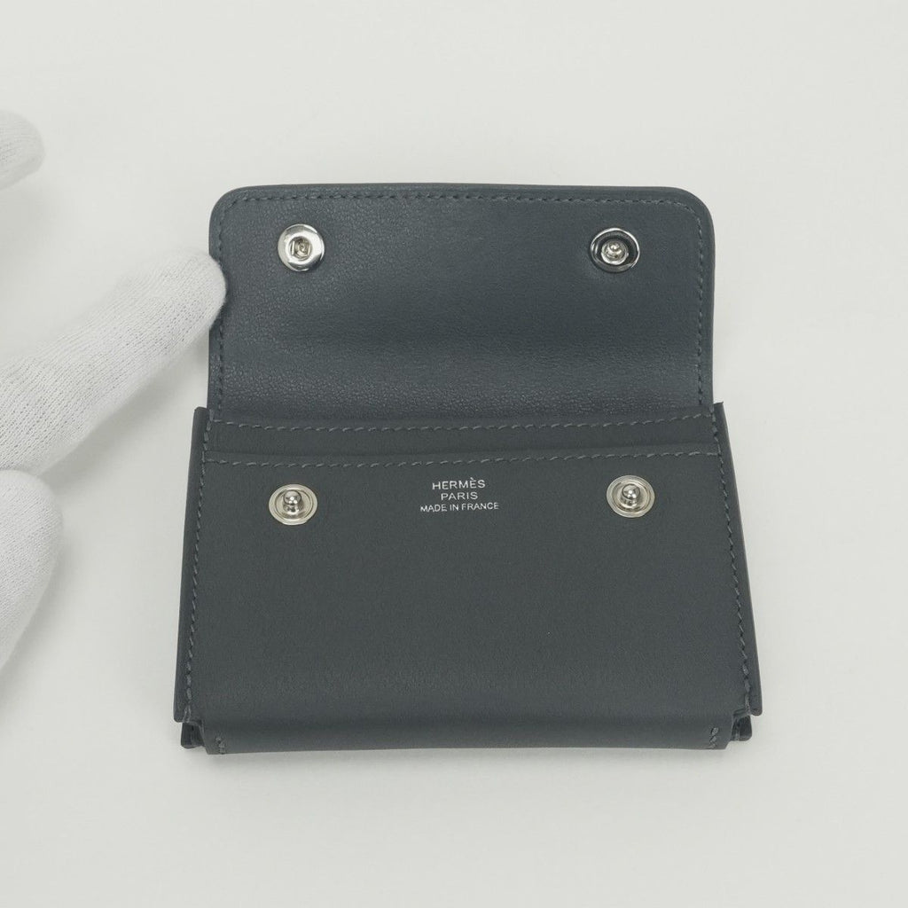 Hermes Knap Card Case Swift Graphite Gray Silver — view 8