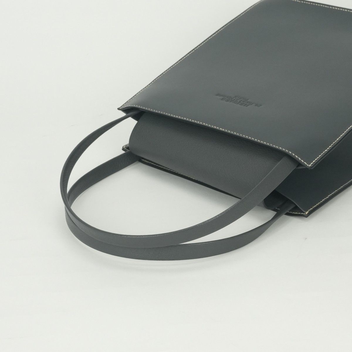 Hermes Lucie MM Tote Boxcalf Chevre Graphite Gray Gold Handbag Misor — view 4