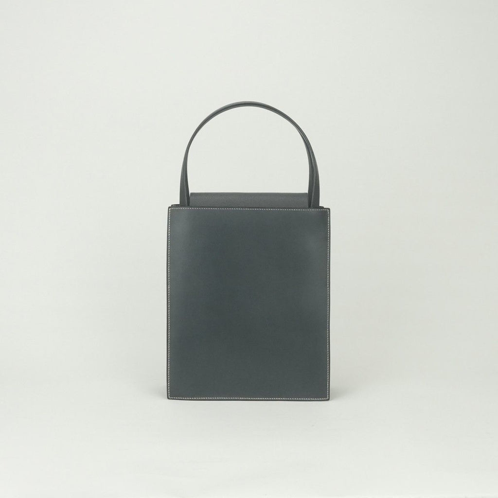 Hermes Lucie MM Tote Boxcalf Chevre Graphite Gray Gold Handbag Misor — view 3