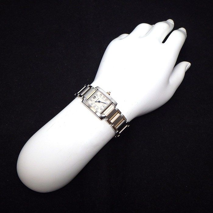 Cartier Watch Tank Francaise SM 11 Point Diamond Index Square Guilloche Silver — view 9