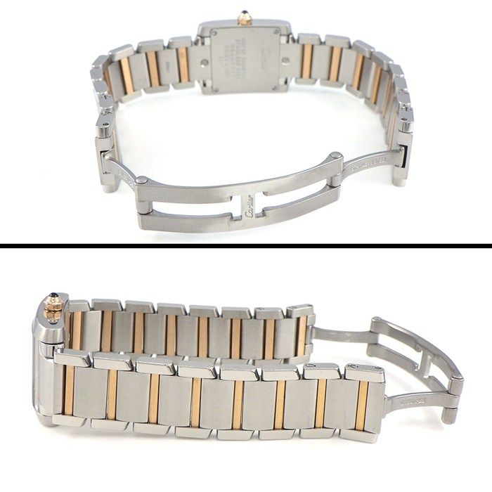 Cartier Watch Tank Francaise SM 11 Point Diamond Index Square Guilloche Silver — view 3