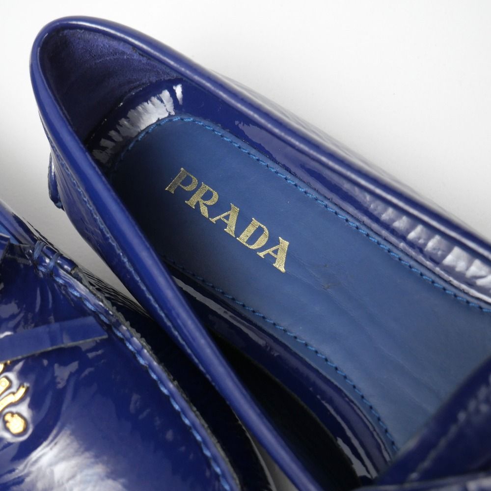 Prada Loafers 37.5 Enamel Ribbon Driving Shoes — view 6