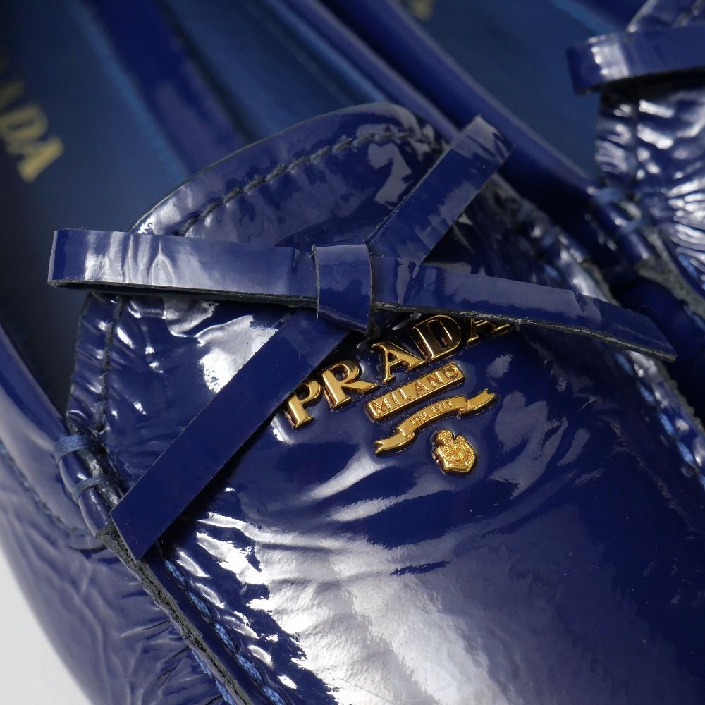 Prada Loafers 37.5 Enamel Ribbon Driving Shoes — view 5