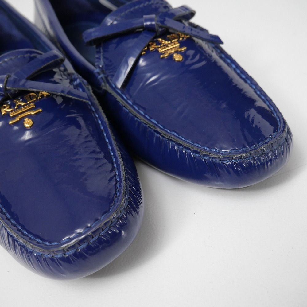 Prada Loafers 37.5 Enamel Ribbon Driving Shoes — view 4