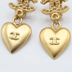 Chanel Earrings Heart Rhinestone CC Logo 02 P Gold — view 4