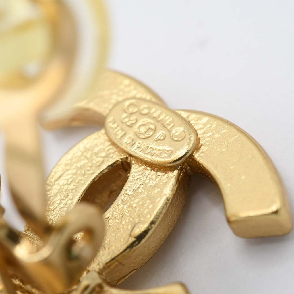 Chanel Earrings Heart Rhinestone CC Logo 02 P Gold — view 5