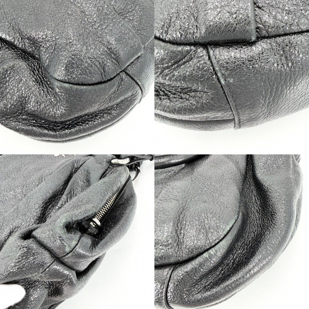 Prada Handbag Tote Shoulder Leather Black Silver — view 7