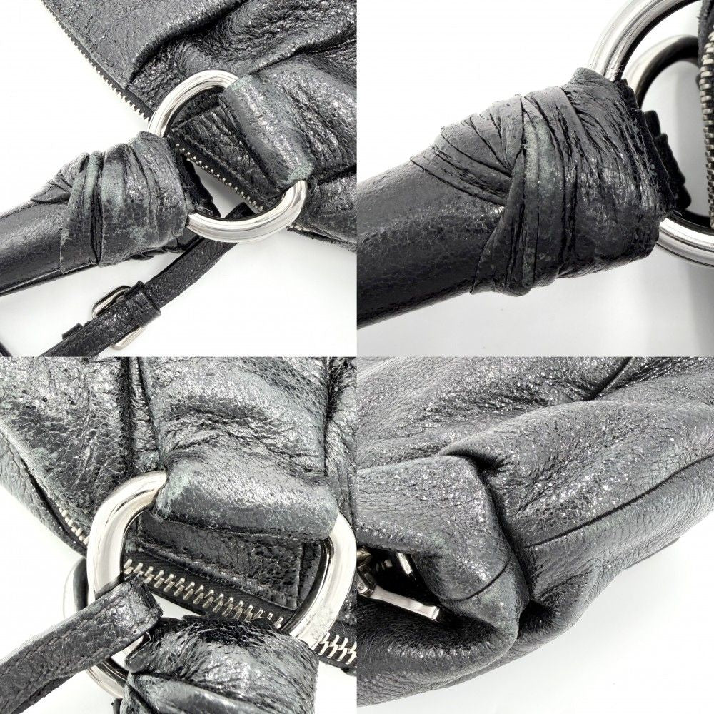 Prada Handbag Tote Shoulder Leather Black Silver — view 6
