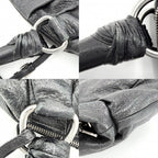 Prada Handbag Tote Shoulder Leather Black Silver — view 6