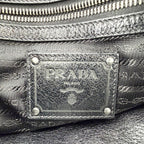 Prada Handbag Tote Shoulder Leather Black Silver — view 5