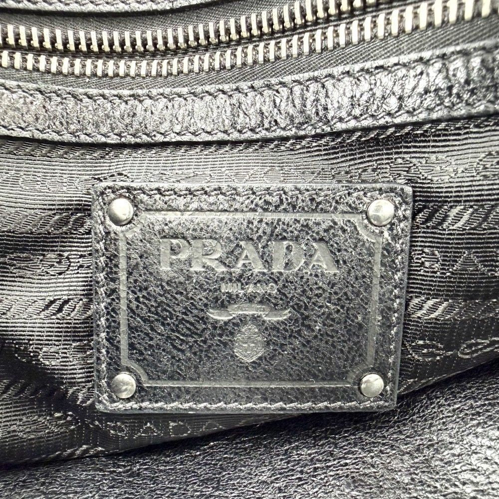 Prada Handbag Tote Shoulder Leather Black Silver — view 5