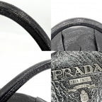 Prada Handbag Tote Shoulder Leather Black Silver — view 8