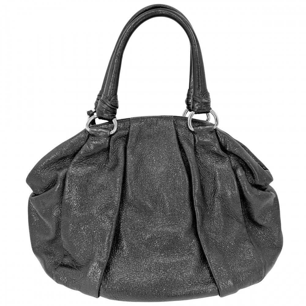 Prada Handbag Tote Shoulder Leather Black Silver — view 2